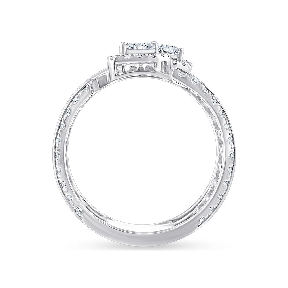 Mixed Cut Beaded Crisscross Ring