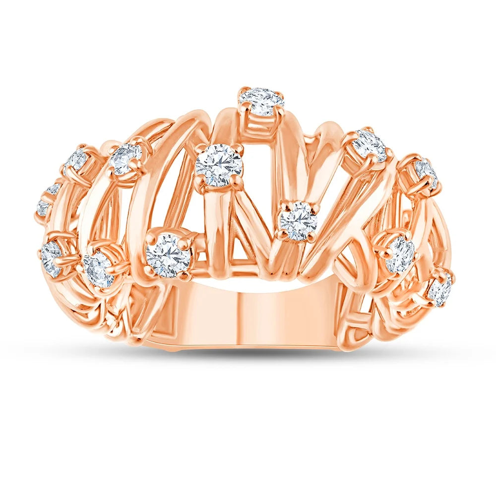 Brilliant Cut Scattered Crisscross Ring