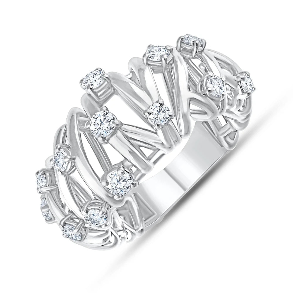 Brilliant Cut Scattered Crisscross Ring
