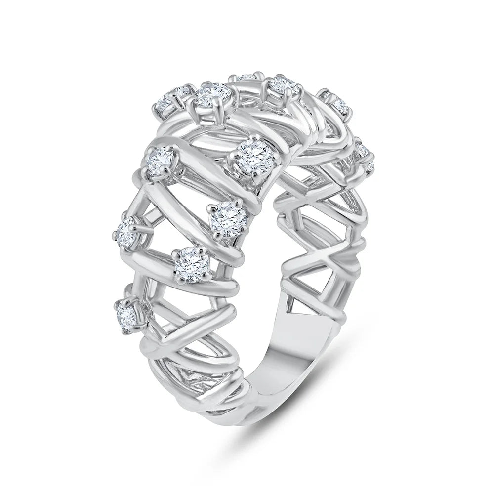 Brilliant Cut Scattered Crisscross Ring
