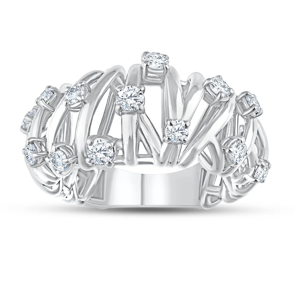 Brilliant Cut Scattered Crisscross Ring