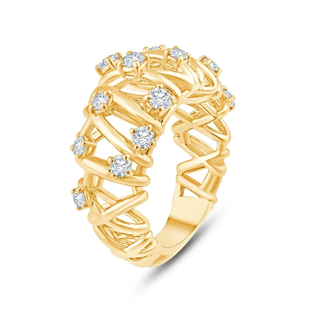 Brilliant Cut Scattered Crisscross Ring