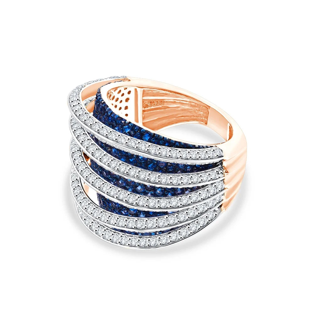 Brilliant Cut Sapphire Striped Dome Ring