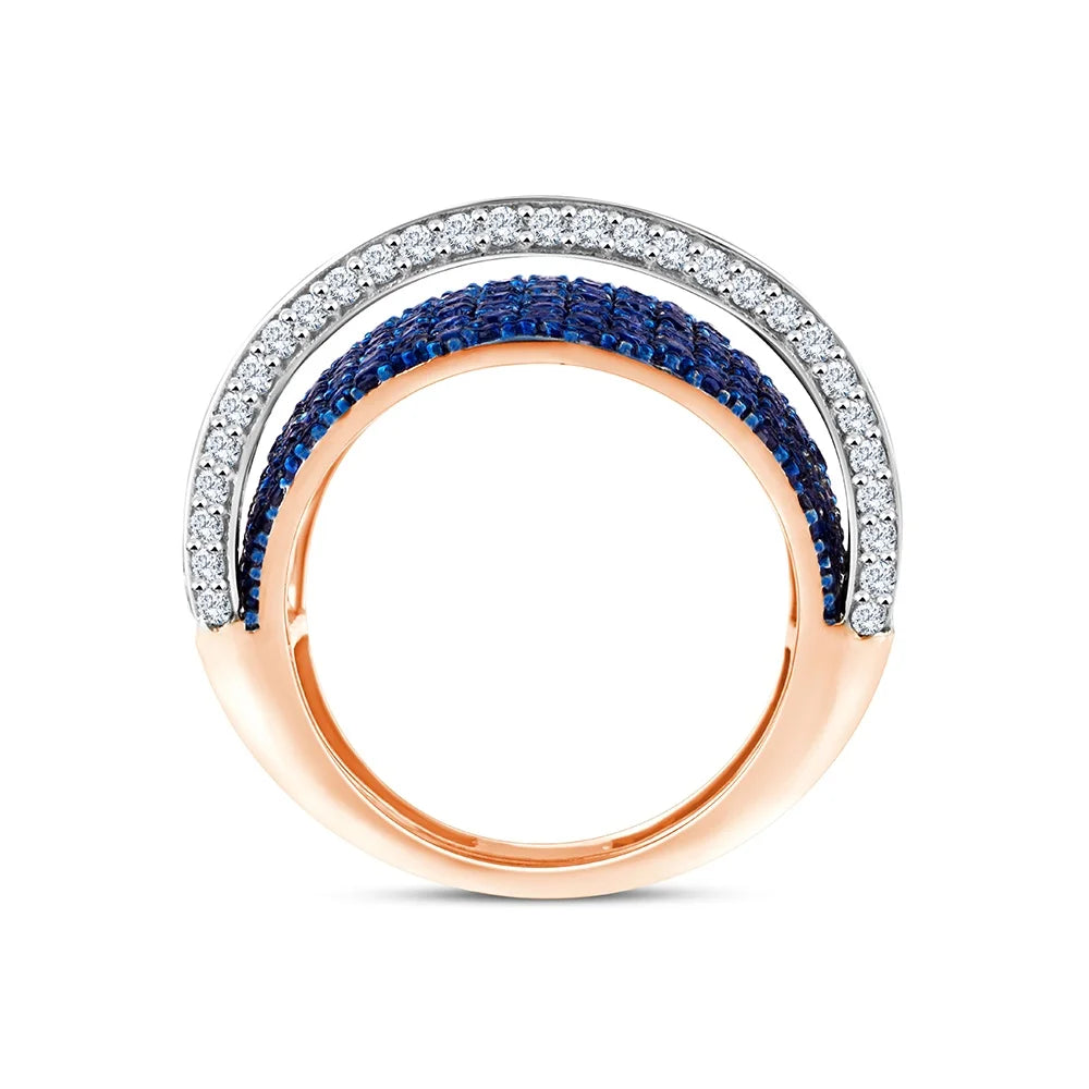 Brilliant Cut Sapphire Striped Dome Ring