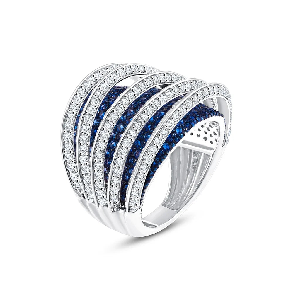 Brilliant Cut Sapphire Striped Dome Ring