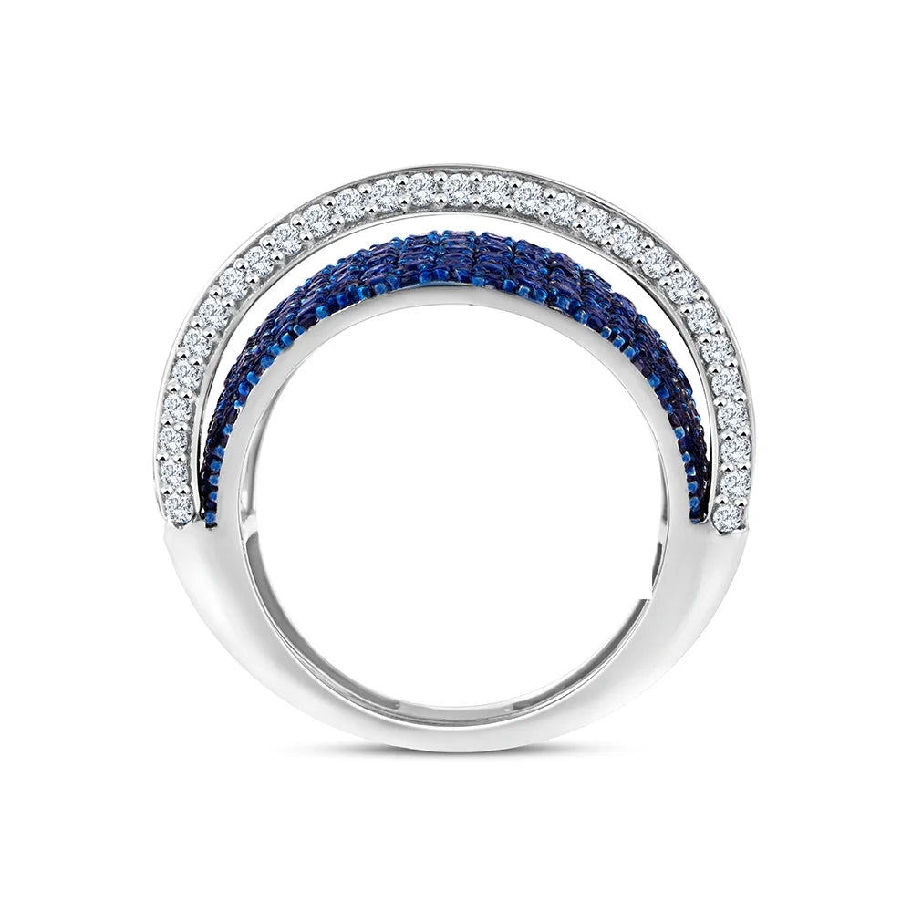 Brilliant Cut Sapphire Striped Dome Ring