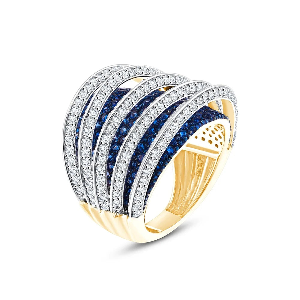 Brilliant Cut Sapphire Striped Dome Ring