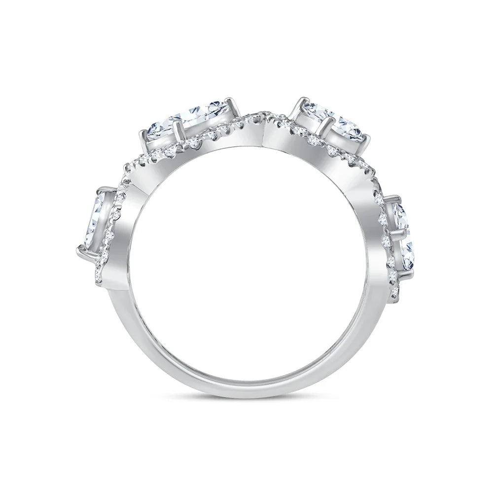 Mixed Cut Crossover Halo Ring