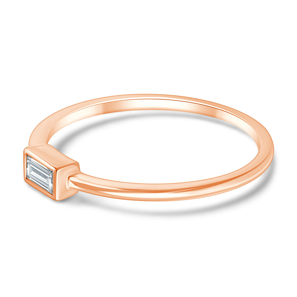 Baguette Cut Solitaire Stackable Ring