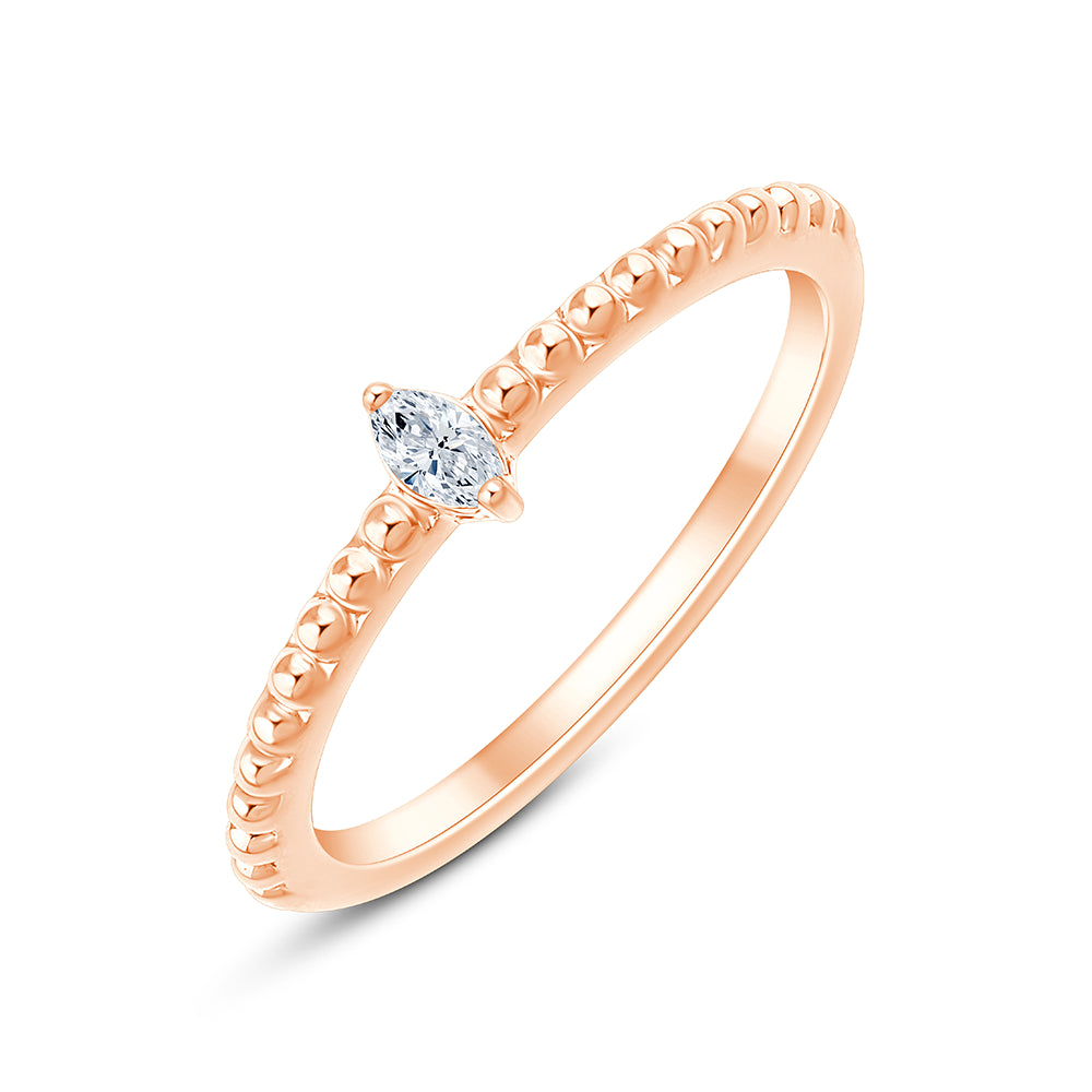Pear Cut Beaded Stackable Ring