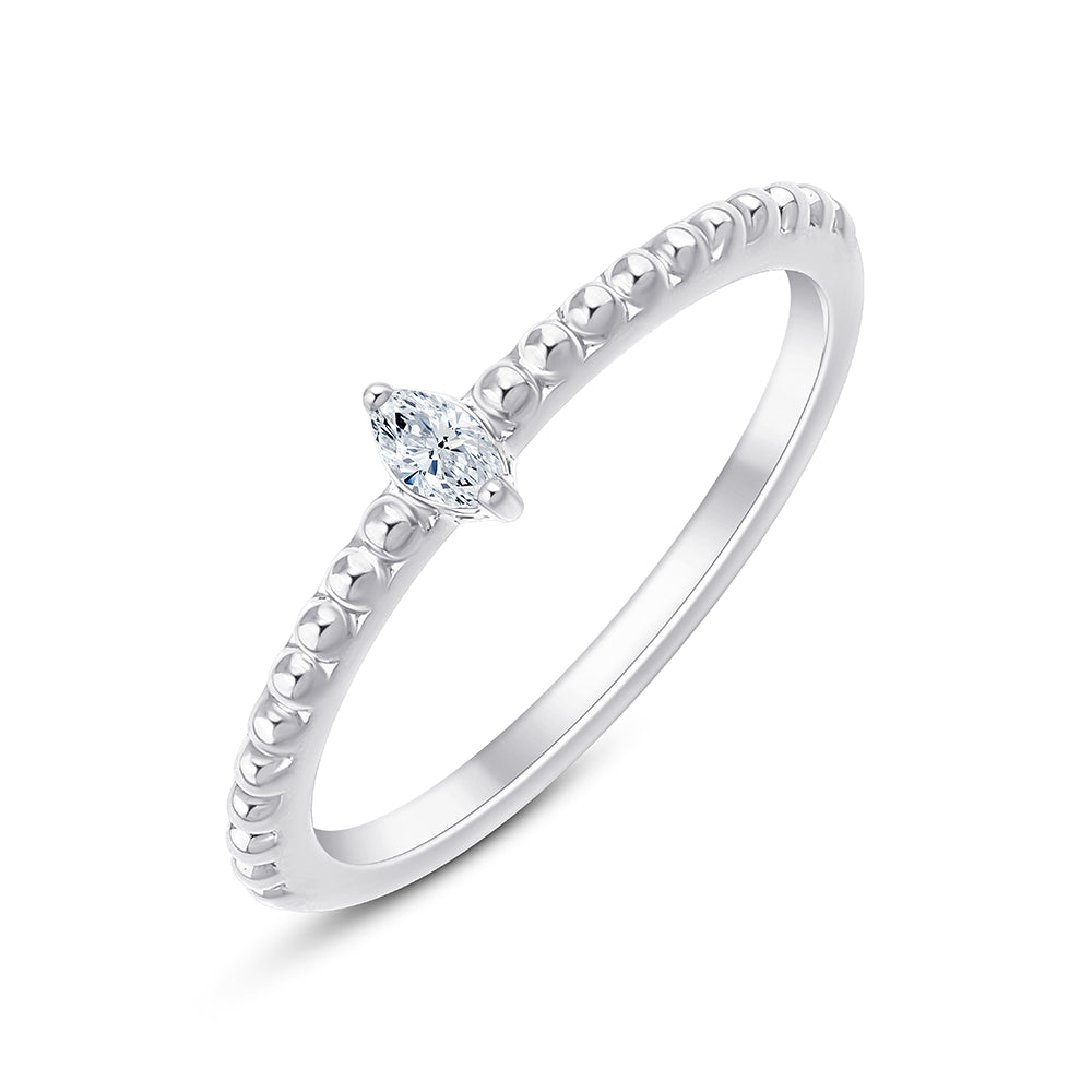 Pear Cut Beaded Stackable Ring