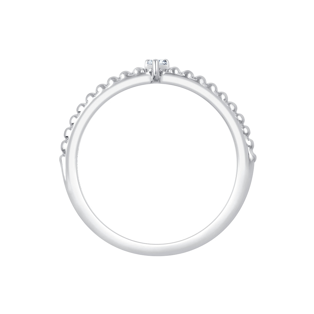Pear Cut Beaded Stackable Ring