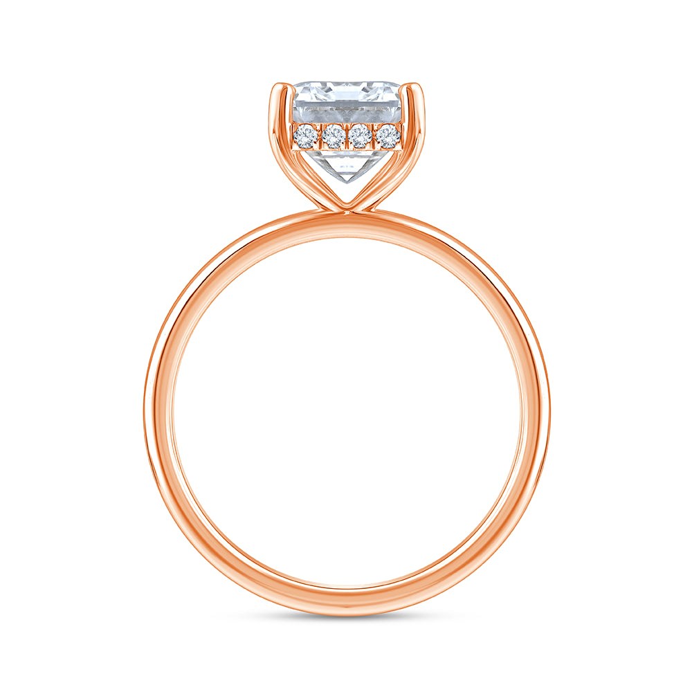 Emerald Cut Hidden Halo Solitaire Ring