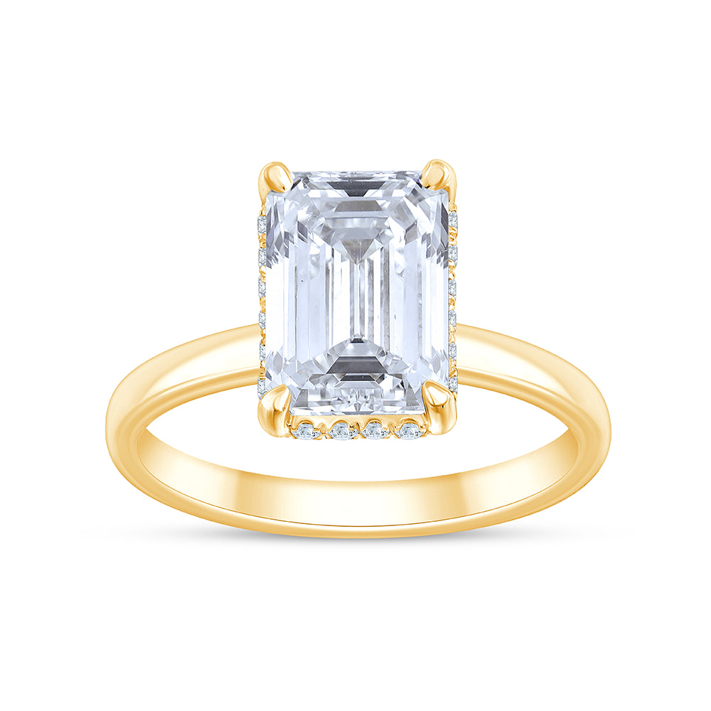 Emerald Cut Hidden Halo Solitaire Ring
