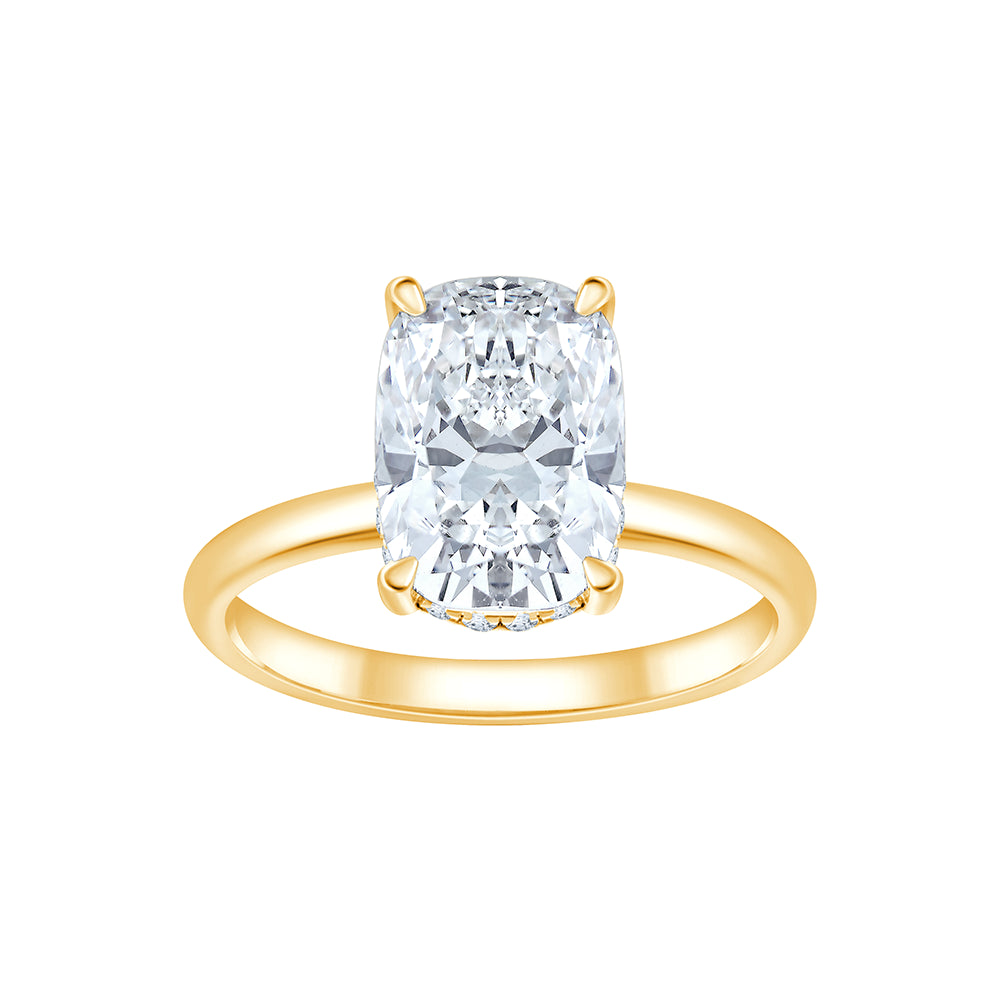 Cushion Cut Hidden Halo Solitaire Ring