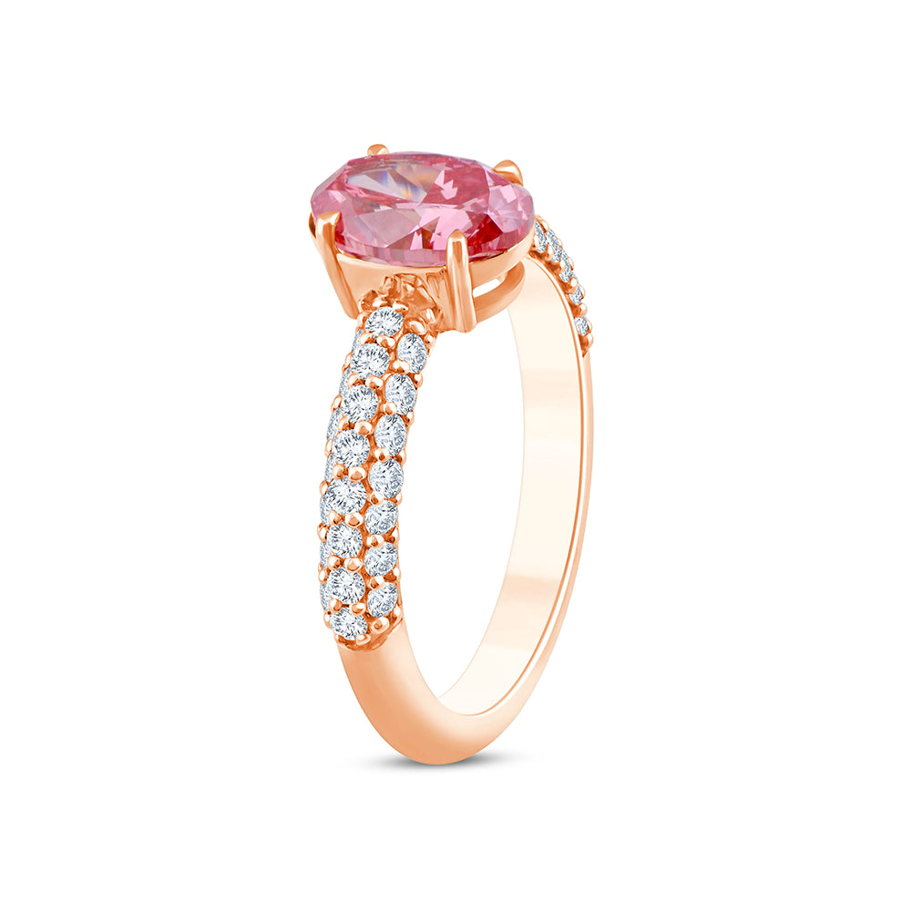 OvalCut Band Pink Diamond Solitaire Ring
