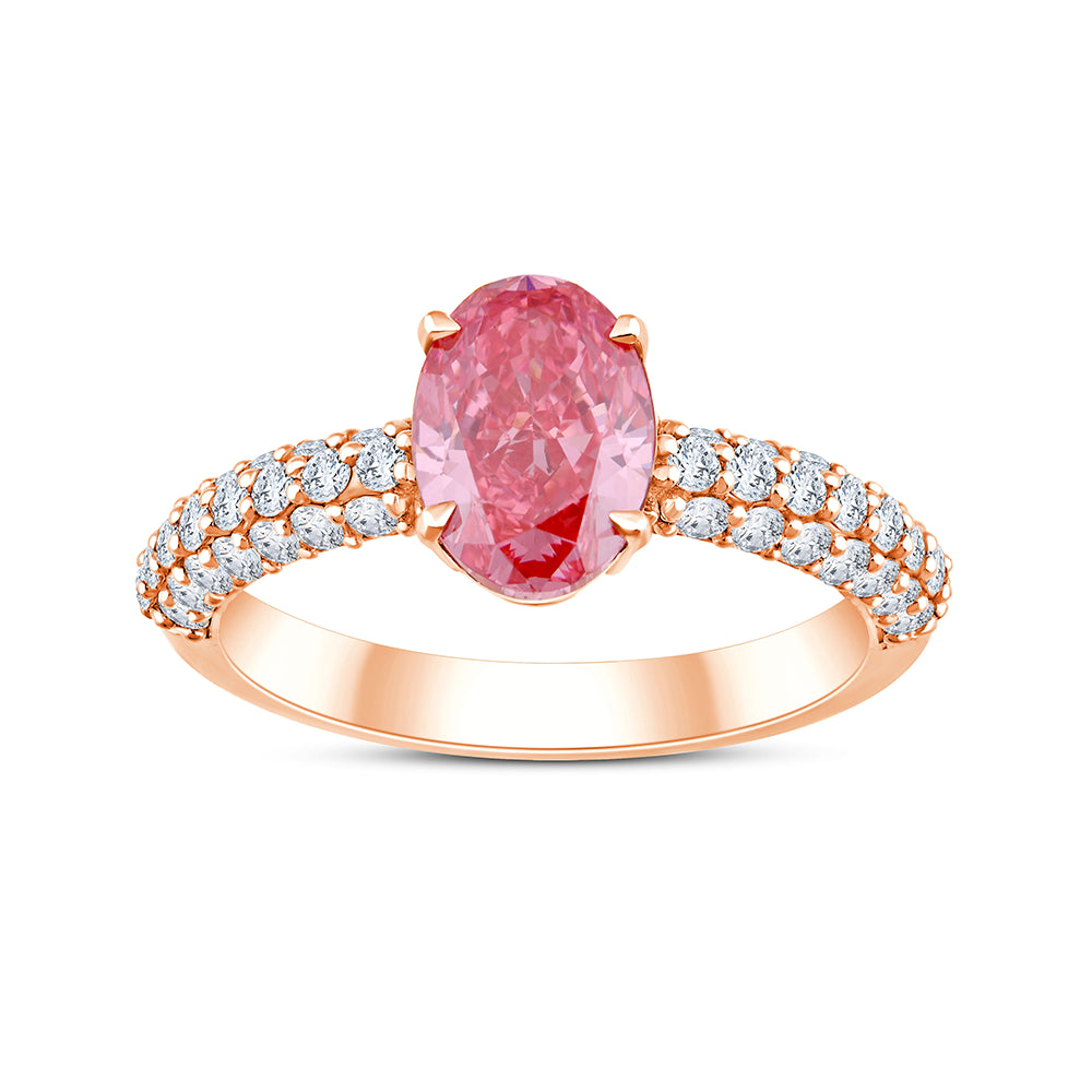 OvalCut Band Pink Diamond Solitaire Ring