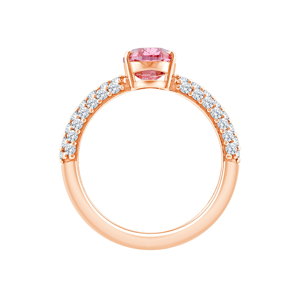 OvalCut Band Pink Diamond Solitaire Ring
