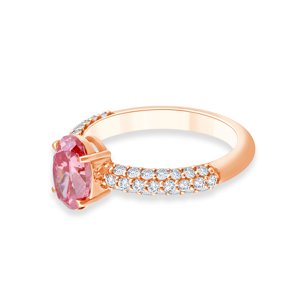 OvalCut Band Pink Diamond Solitaire Ring