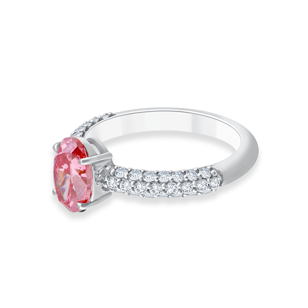 OvalCut Band Pink Diamond Solitaire Ring