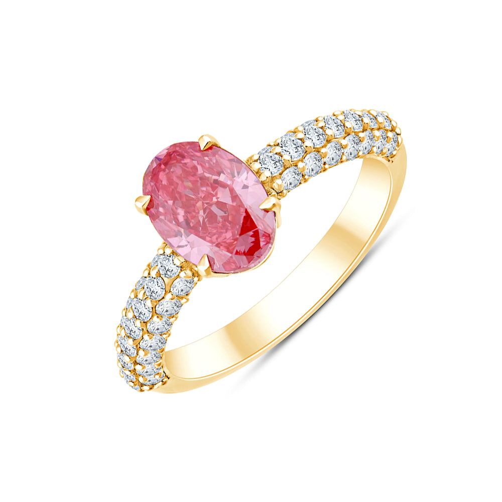 OvalCut Band Pink Diamond Solitaire Ring