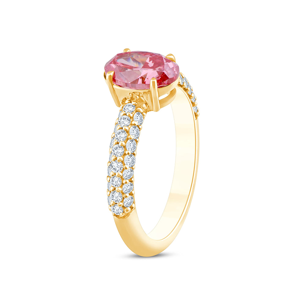 OvalCut Band Pink Diamond Solitaire Ring