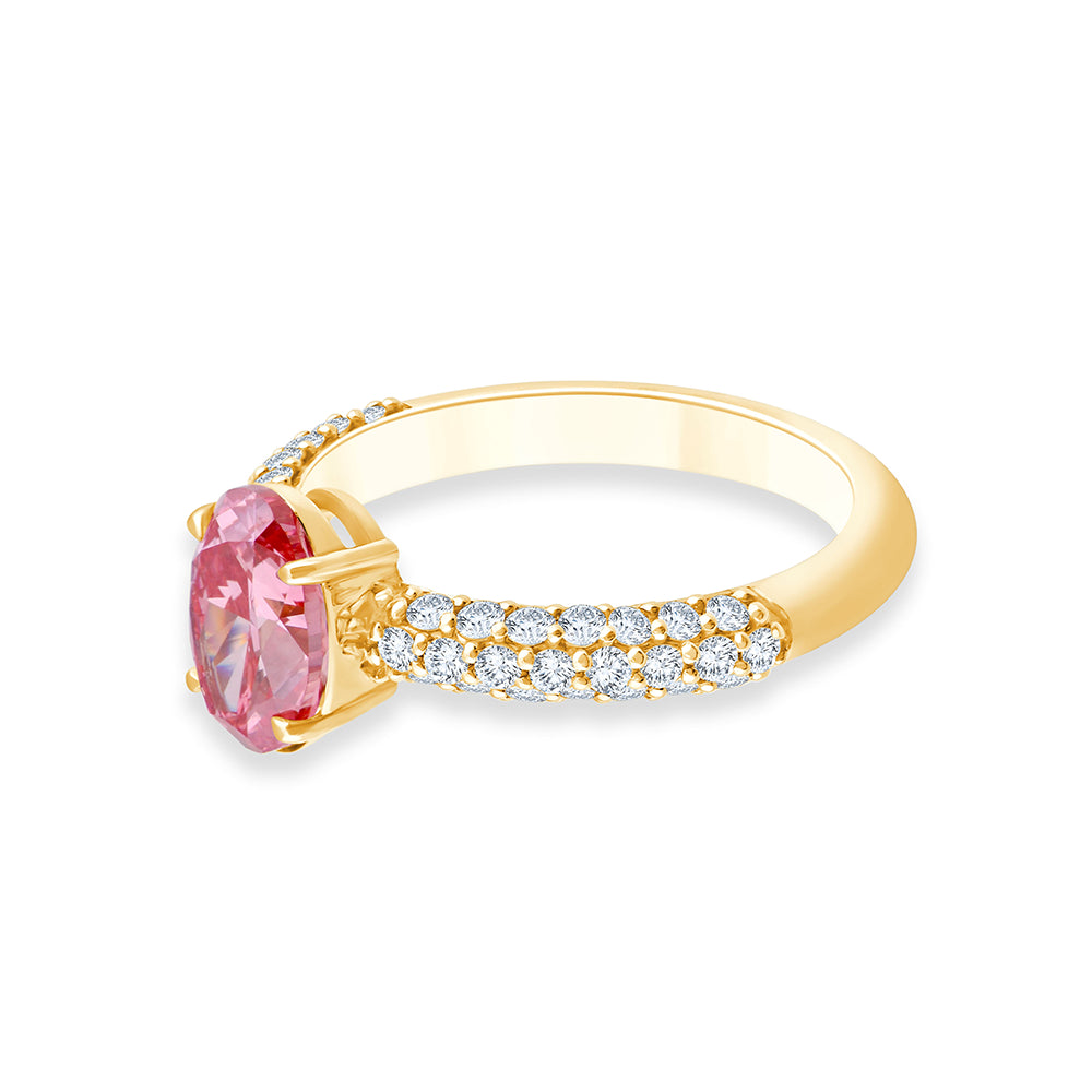 OvalCut Band Pink Diamond Solitaire Ring