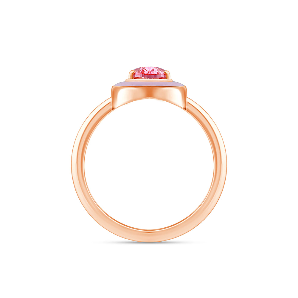 OvalCut Enamel Halo Pink Diamond Solitaire Ring