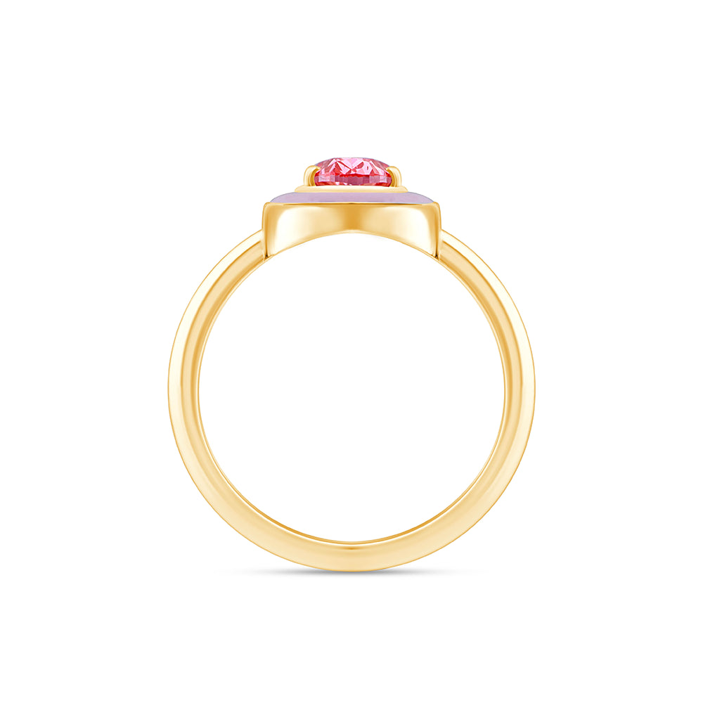 OvalCut Enamel Halo Pink Diamond Solitaire Ring
