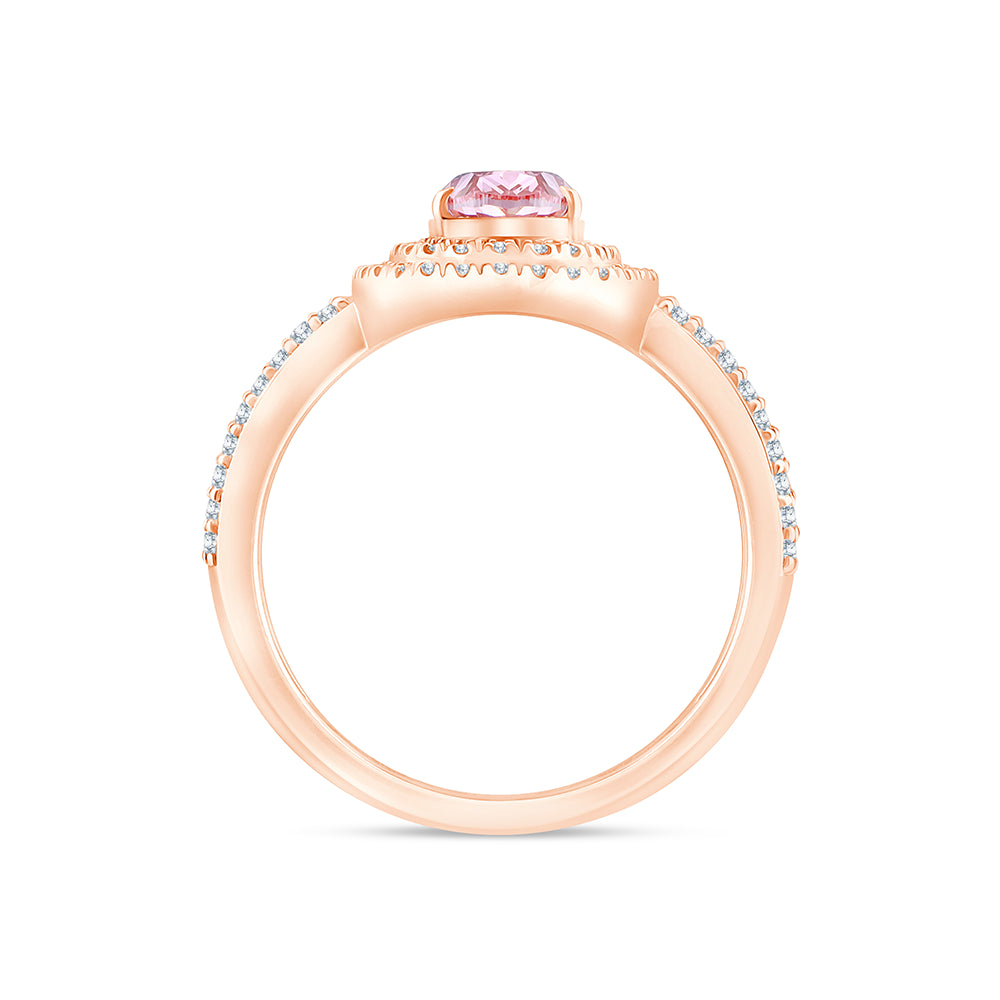 OvalCut Double Halo Pink Diamond Ring