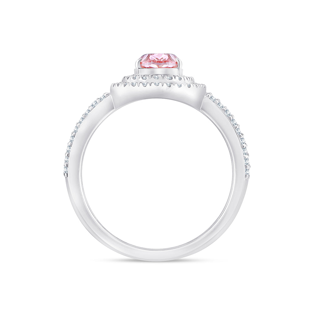 OvalCut Double Halo Pink Diamond Ring