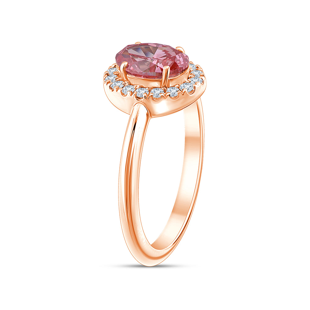 OvalCut Halo Pink Diamond Ring