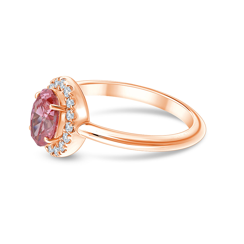 OvalCut Halo Pink Diamond Ring