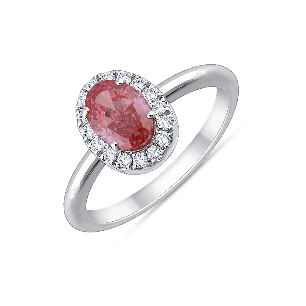 OvalCut Halo Pink Diamond Ring