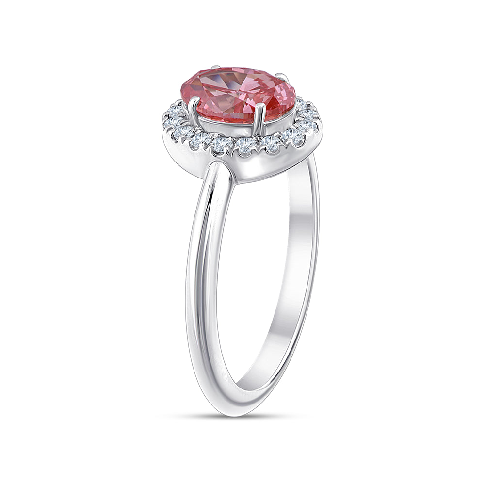 OvalCut Halo Pink Diamond Ring
