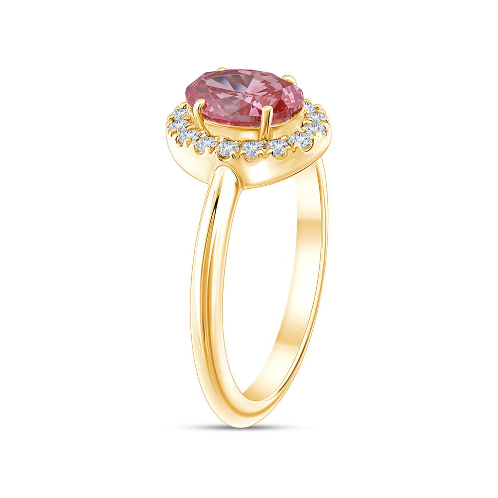 OvalCut Halo Pink Diamond Ring
