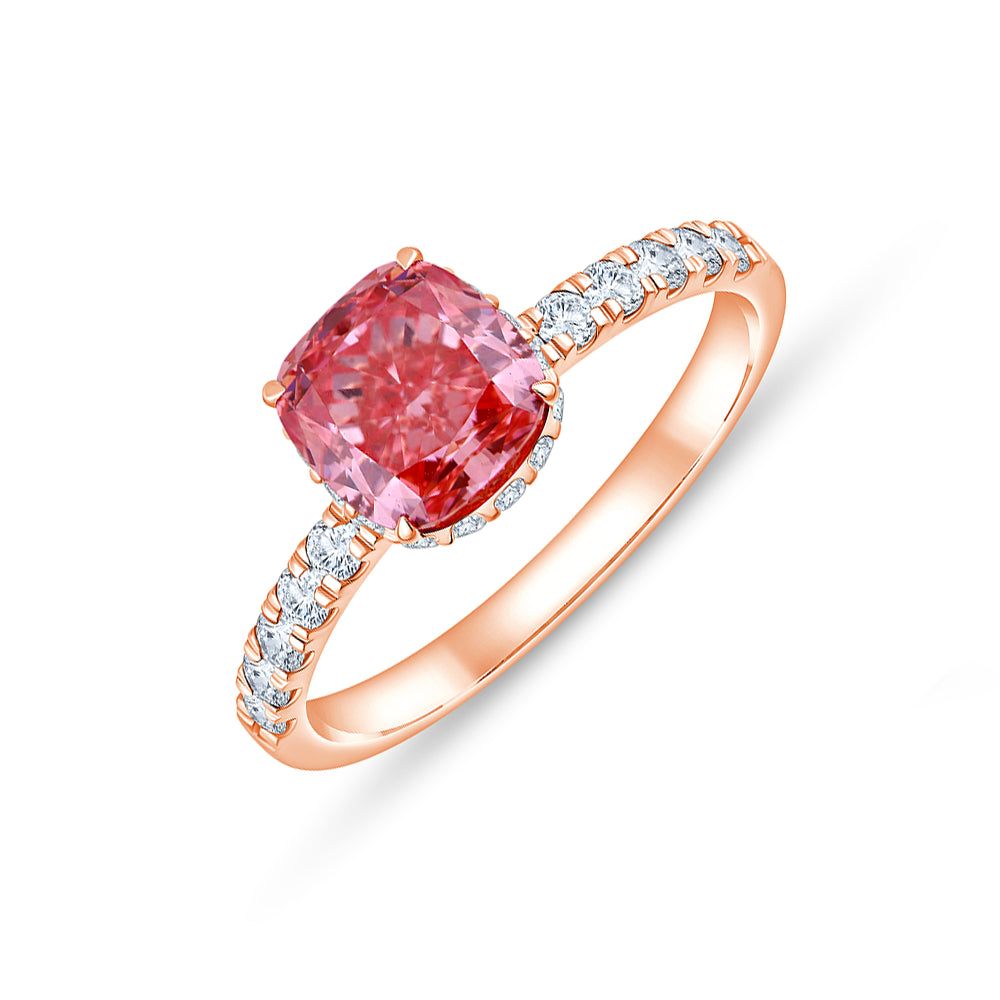 CushionCut Halo Pink Diamond Ring