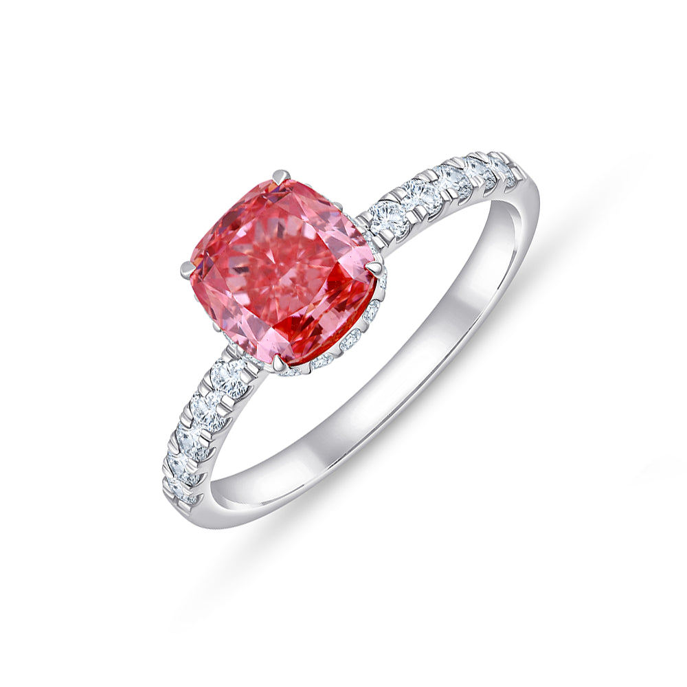 CushionCut Halo Pink Diamond Ring