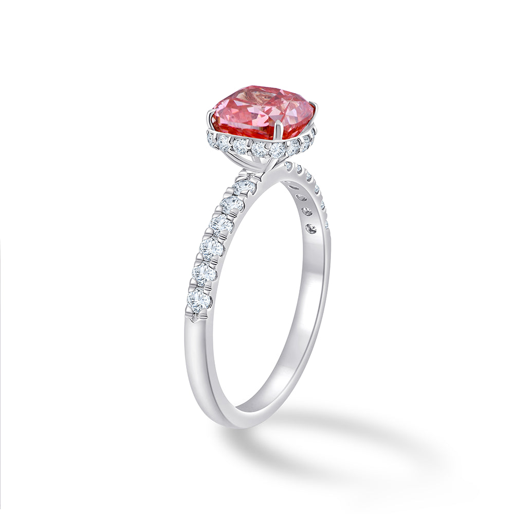 CushionCut Halo Pink Diamond Ring
