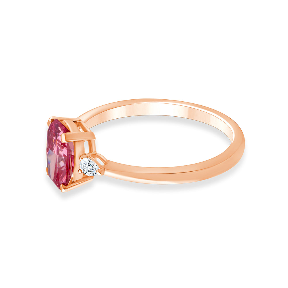 CushionCut Pear Accent Pink Diamond Ring