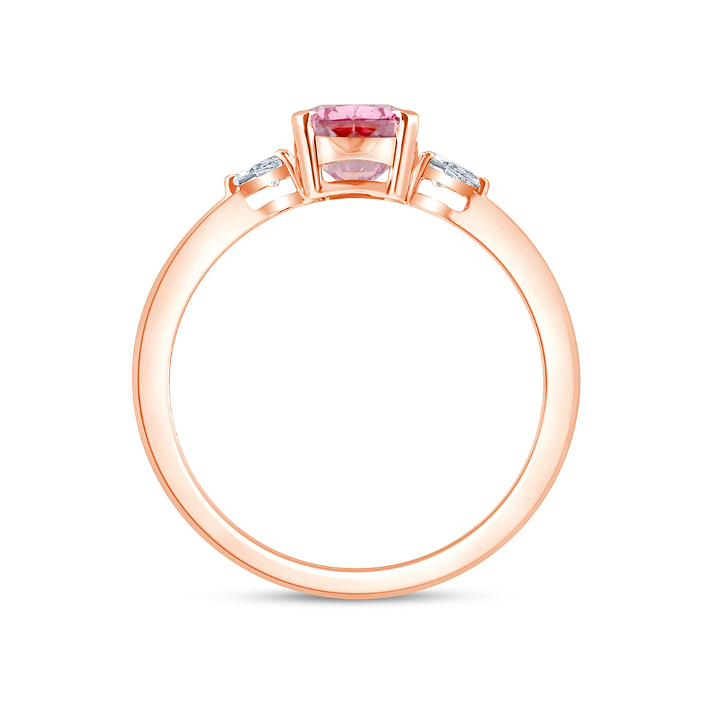 CushionCut Pear Accent Pink Diamond Ring