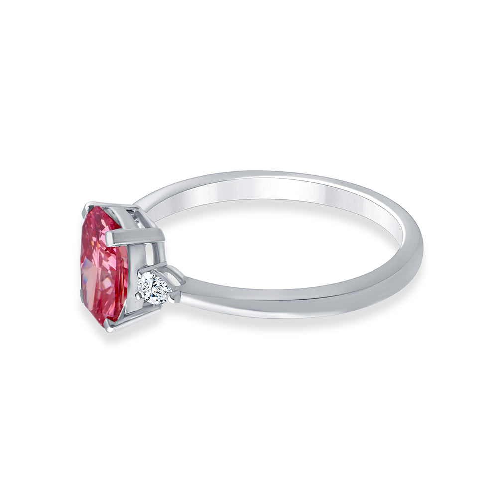 CushionCut Pear Accent Pink Diamond Ring