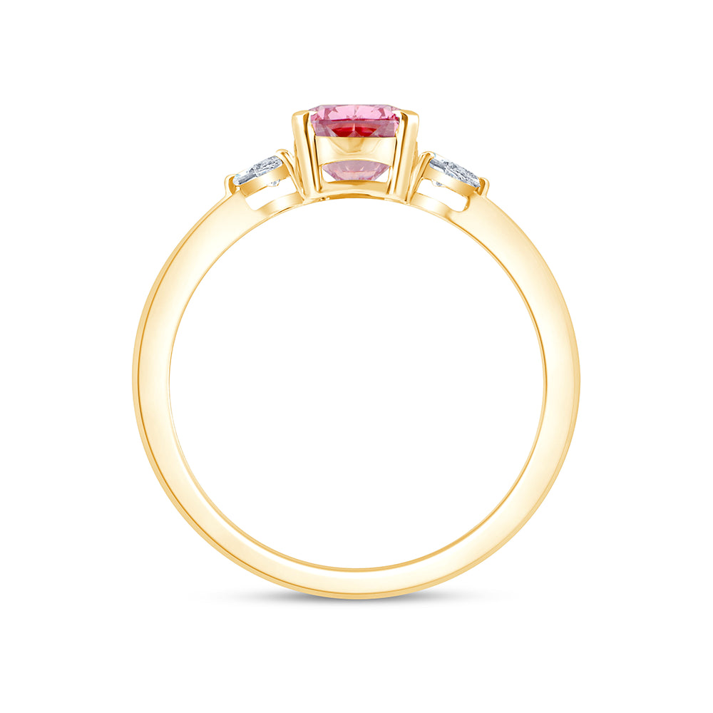 CushionCut Pear Accent Pink Diamond Ring