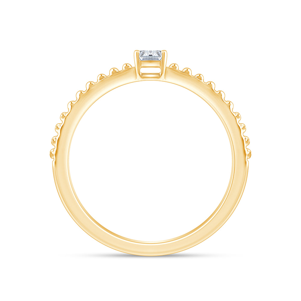EmeraldCut Beaded Band Solitaire Ring