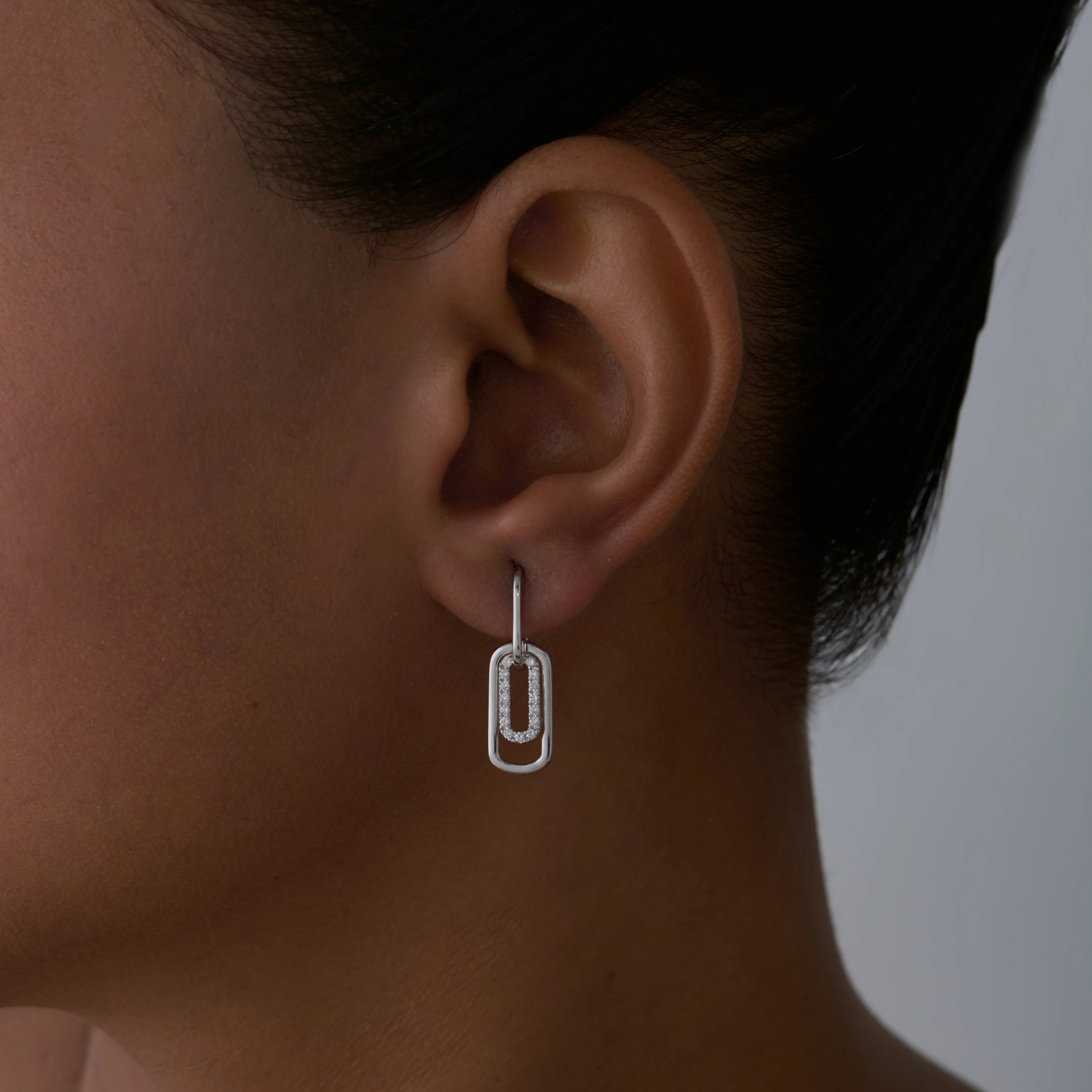 Brilliant Cut Paperclip Earrings