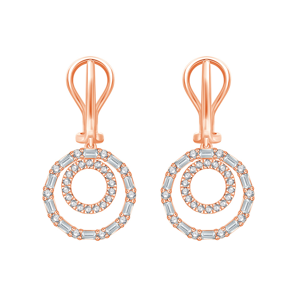Mixed Cut Nested Circle Diamond Earrings