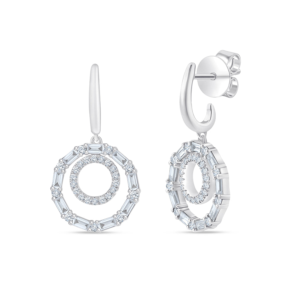 Mixed Cut Nested Circle Diamond Earrings