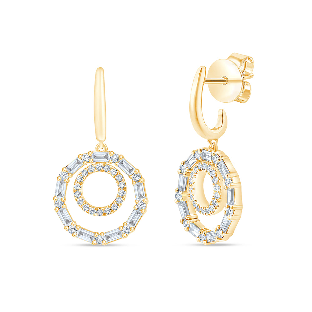 Mixed Cut Nested Circle Diamond Earrings