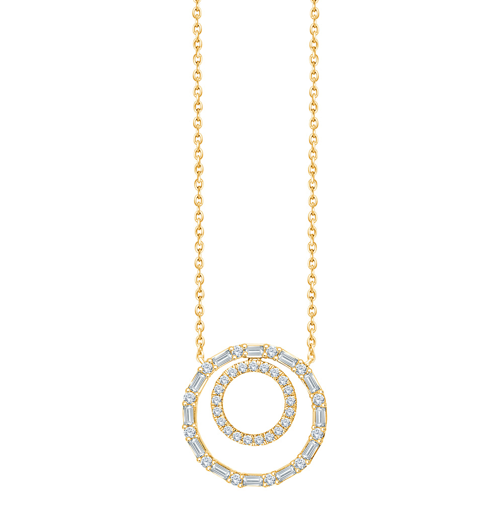 Mixed Cut Interlocking Circle Diamond Pendant