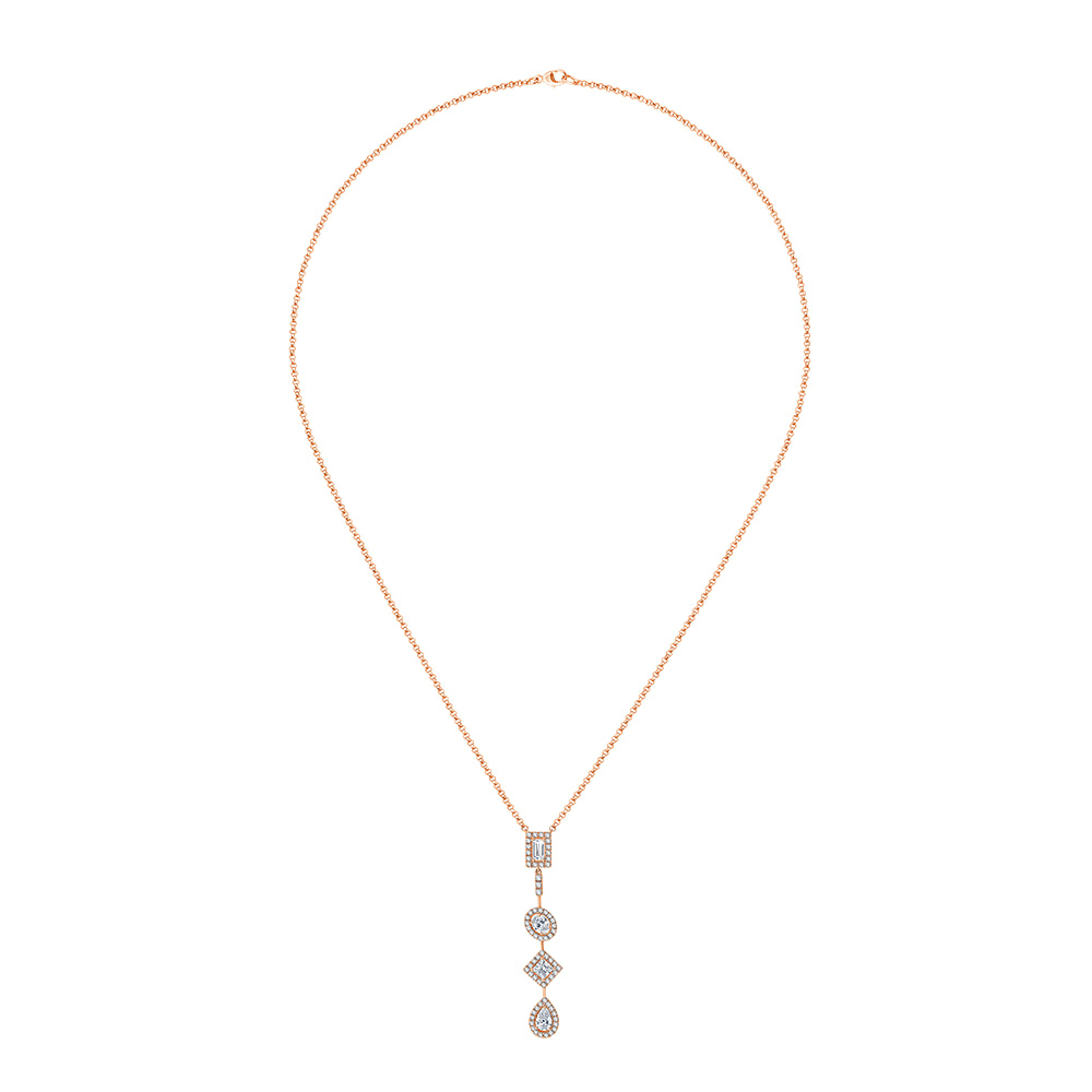 Mixed Cut Halo Drop Pendant